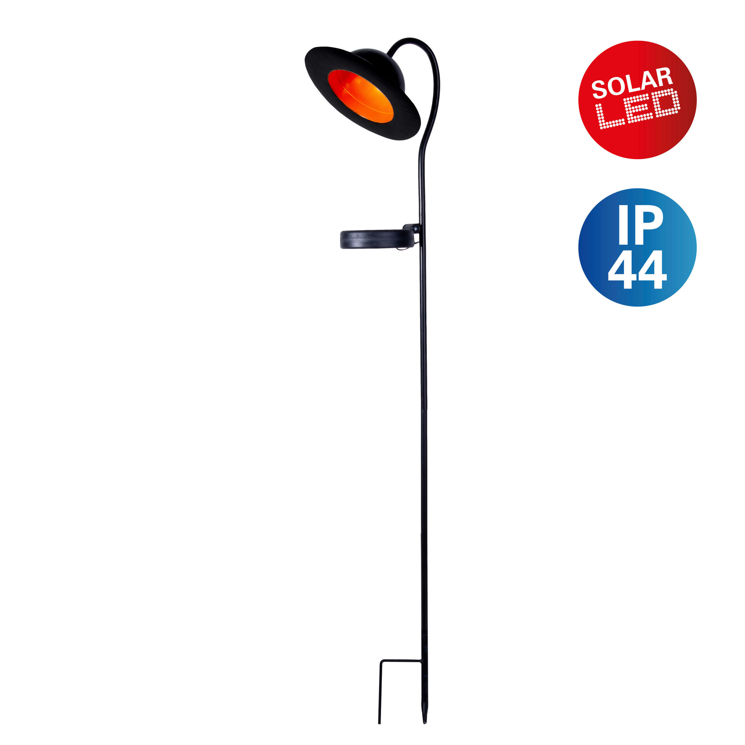 SOLARLEUCHTE Bowler 17 cm/15 cm /86 cm  cm   - Schwarz, Basics, Metall (17 cm/15 cm /86 cm cm) - Näve