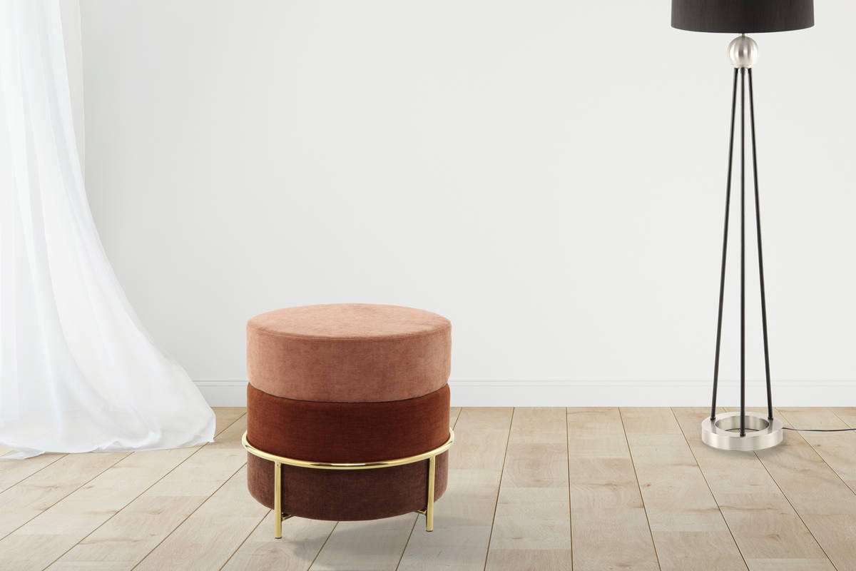 HOCKER Struktur Terracotta  - Terracotta, Basics, Textil/Metall (48,5/48,5/46cm) - Kayoom
