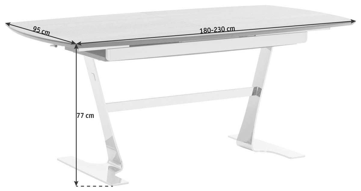 TABLE in Holz, Metall, Holzwerkstoff 180(230)/95/77 cm  - Chromfarben/Nussbaumfarben, Design, Holz/Holzwerkstoff (180(230)/95/77cm) - Joop!