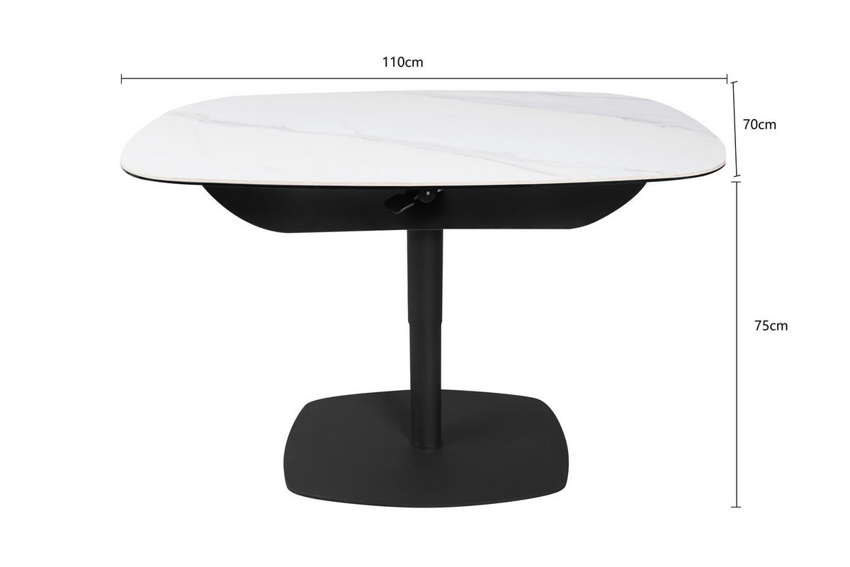 COUCHTISCH ESG 110/70/50-75 cm rechteckig Anthrazit, Weiß  - Anthrazit/Weiß, Design, Glas/Keramik (110/70/50-75cm) - Dieter Knoll