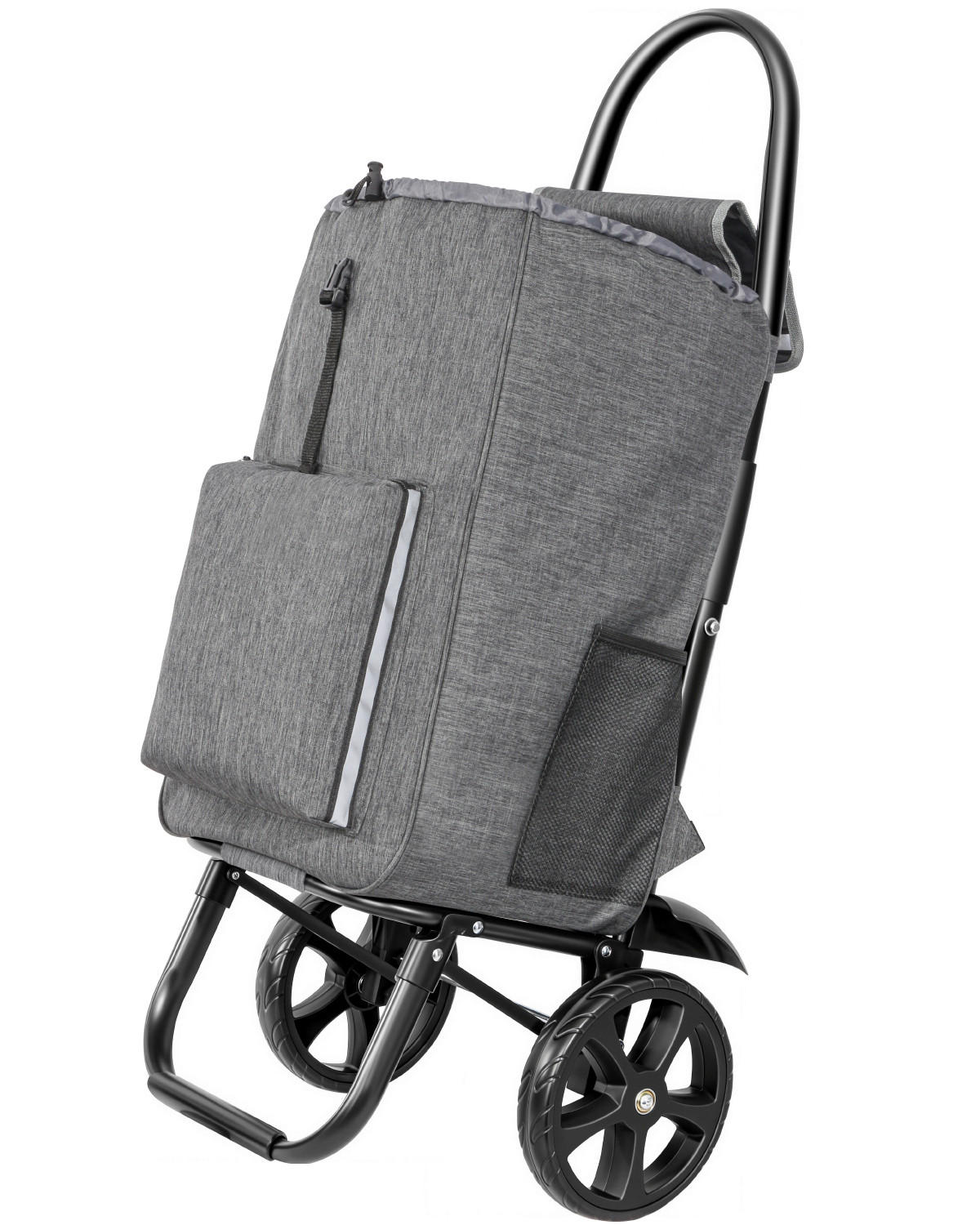 EINKAUFSTROLLEY  - Schwarz/Grau, Trend, Textil/Metall (42.5/101,5/37,5cm) - Milino