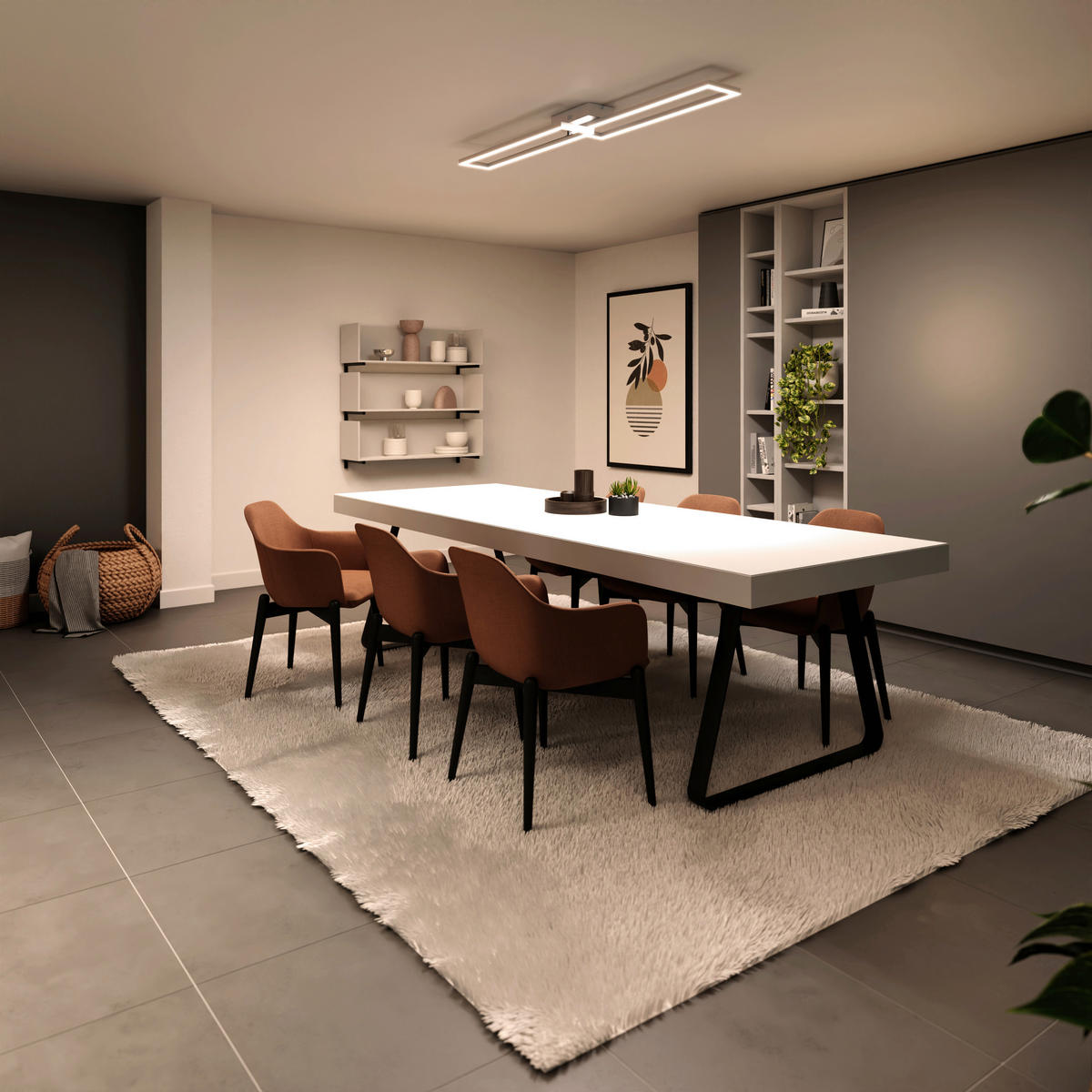 LED-DECKENLEUCHTE  Smart 24,4/7,8/110 cm   - Schwarz, Design, Metall (24,4/7,8/110cm) - Tint