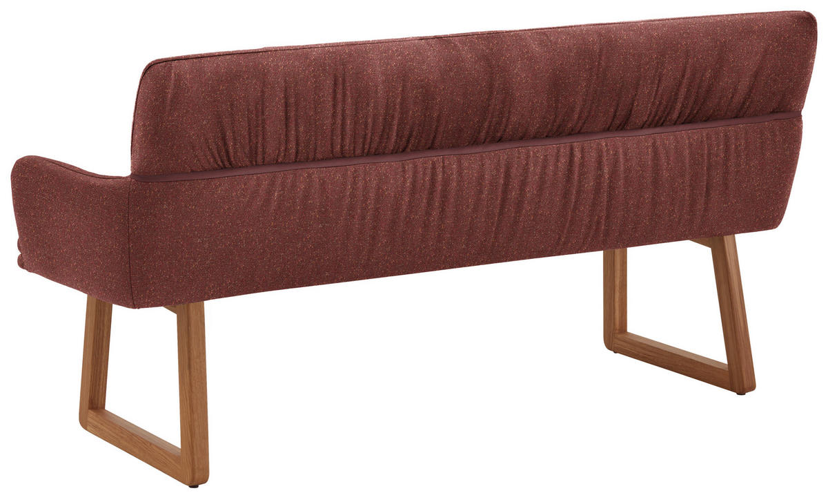 SITZBANK 200/86/68 cm Mikrofaser Dunkelrot Wildeiche massiv  - Wildeiche/Dunkelrot, Design, Holz/Textil (200/86/68cm) - Valdera