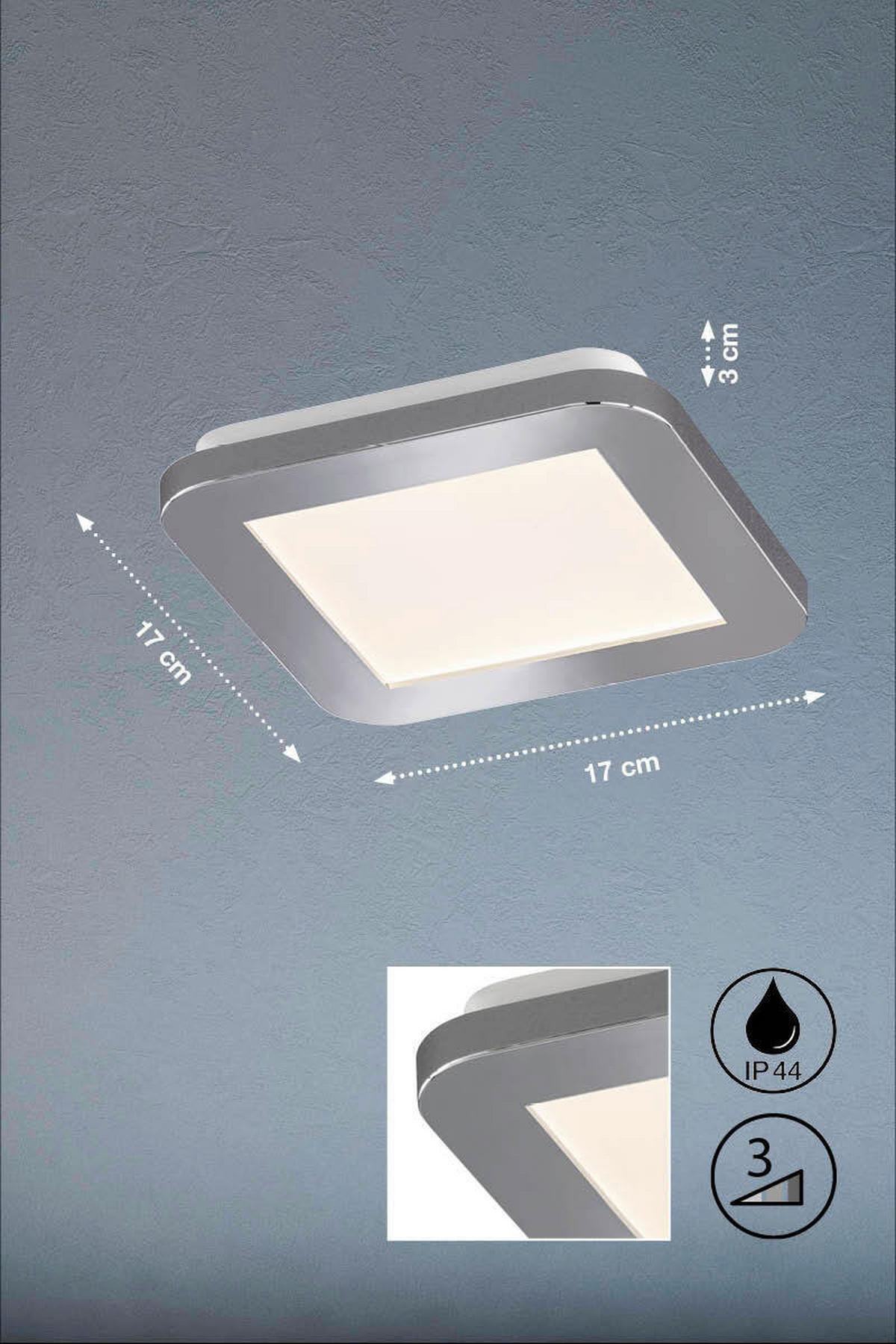 LED-DECKENLEUCHTE Gotland   - Chromfarben/Weiß, Basics, Glas/Kunststoff (17/17cm) - Fischer & Honsel