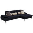 ECKSOFA in Chenille, Mikrofaser Schwarz  - Schwarz, Design, Textil/Metall (299/157cm) - Dieter Knoll