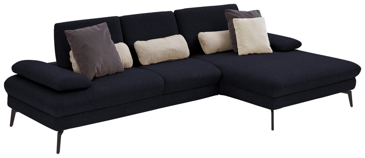 ECKSOFA in Chenille, Mikrofaser Schwarz  - Schwarz, Design, Textil/Metall (299/157cm) - Dieter Knoll