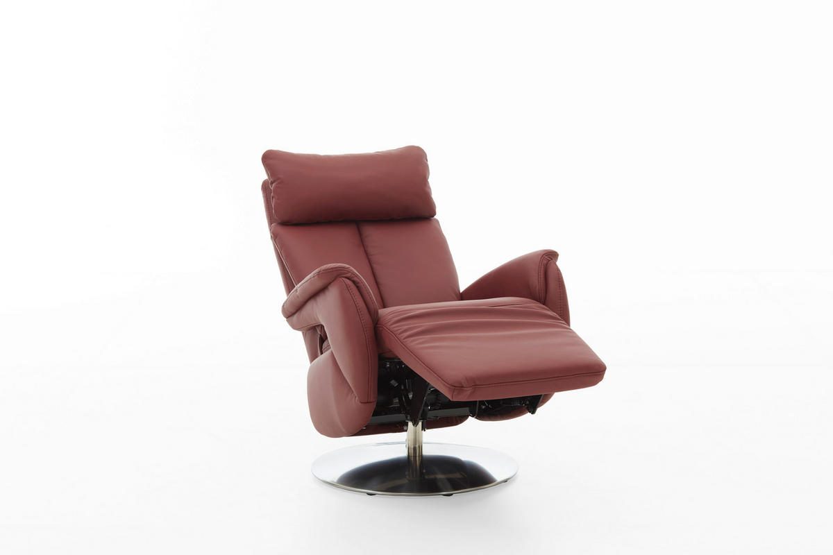 RELAXSESSEL in Leder Rot  - Edelstahlfarben/Rot, Design, Leder/Metall (78/113/81cm) - Cantus