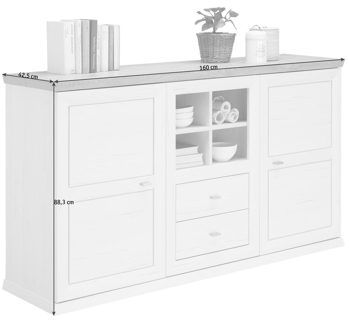 KOMMODE  in 160/89/43 cm  - Weiß/Grau, Design, Holzwerkstoff/Metall (160/89/43cm) - Hom`in
