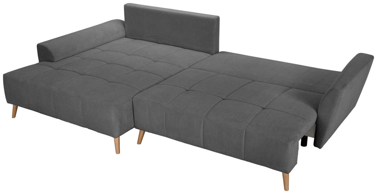 ECKSOFA Grau Webstoff  - Buchefarben/Grau, KONVENTIONELL, Holz/Textil (169/294cm) - Carryhome