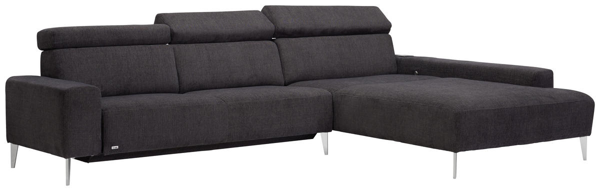 ECKSOFA in Webstoff Dunkelbraun  308/205 cm  - Dunkelbraun/Alufarben, Design, Textil (308/205cm) - Sedda