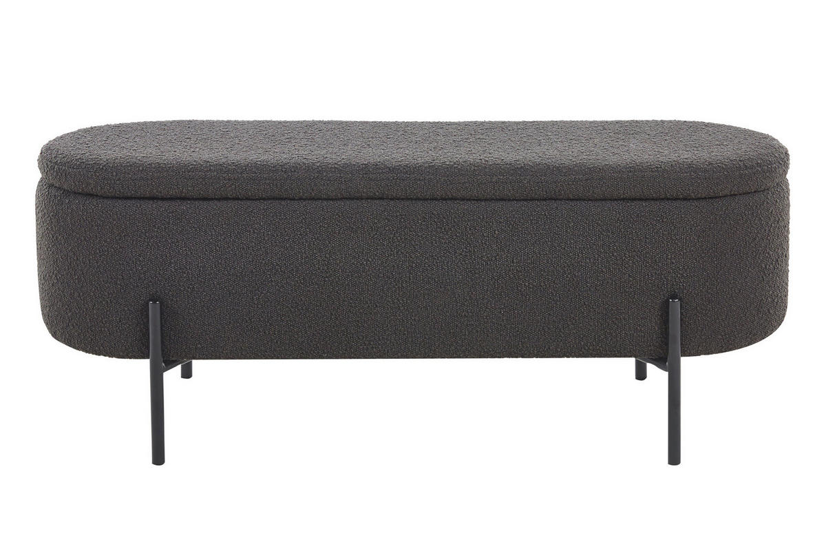 BETTBANK Bouclé Anthrazit  - Anthrazit/Schwarz, MODERN, Textil/Metall (110/44/40cm) - Livetastic