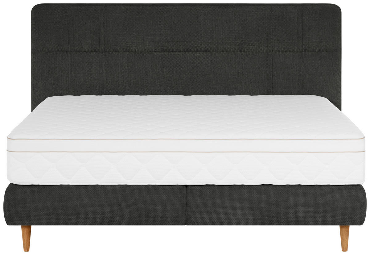 BOXSPRINGBETT 180/200 cm  in Graphitfarben  - Eichefarben/Graphitfarben, MODERN, Holz/Textil (180/200cm) - Welnova