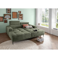 ECKSOFA in Chenille Dunkelgrün  - Dunkelgrün/Schwarz, Konventionell, Textil/Metall (200/188cm) - Livetastic