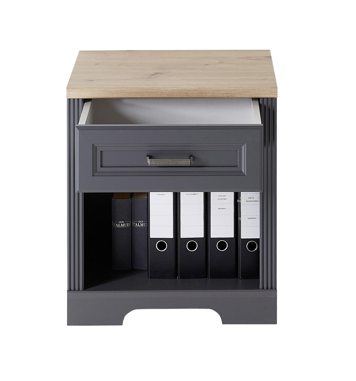 Rollbox  54/62/39 cm  - grafit/stejar Artisan, Romantik / Landhaus, metal/material pe bază de lemn (54/62/39cm) - Landscape