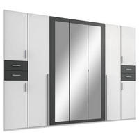 DREHTÜRENSCHRANK in Graphitfarben, Weiss  - Weiss/Silberfarben, Basics, Holzwerkstoff (313/208/58cm) - MID.YOU