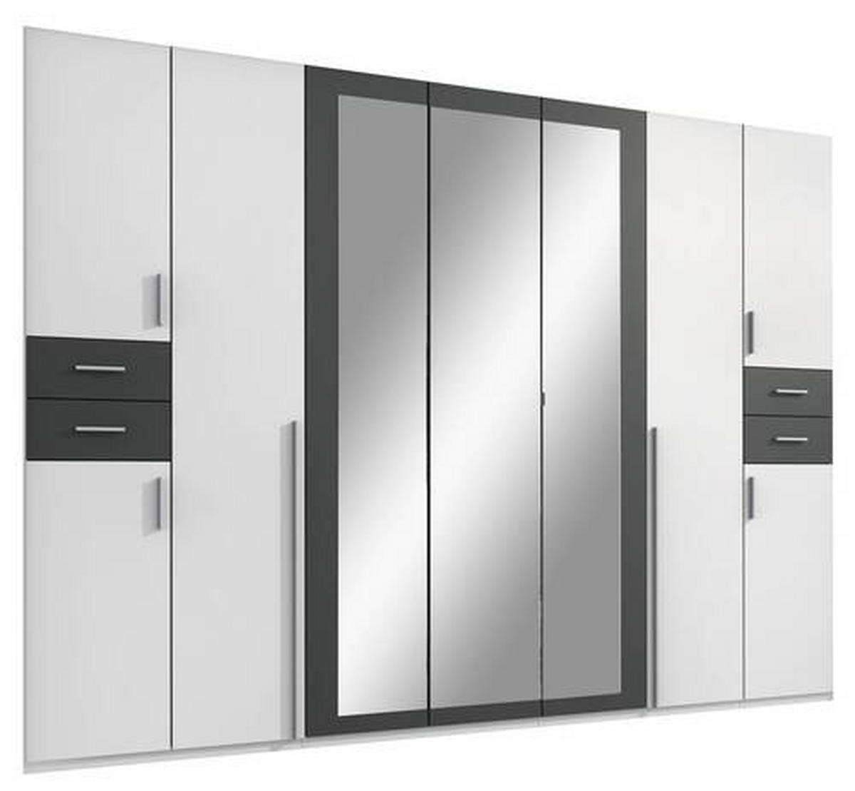DREHTÜRENSCHRANK in Graphitfarben, Weiss  - Weiss/Silberfarben, Basics, Holzwerkstoff (313/208/58cm) - MID.YOU