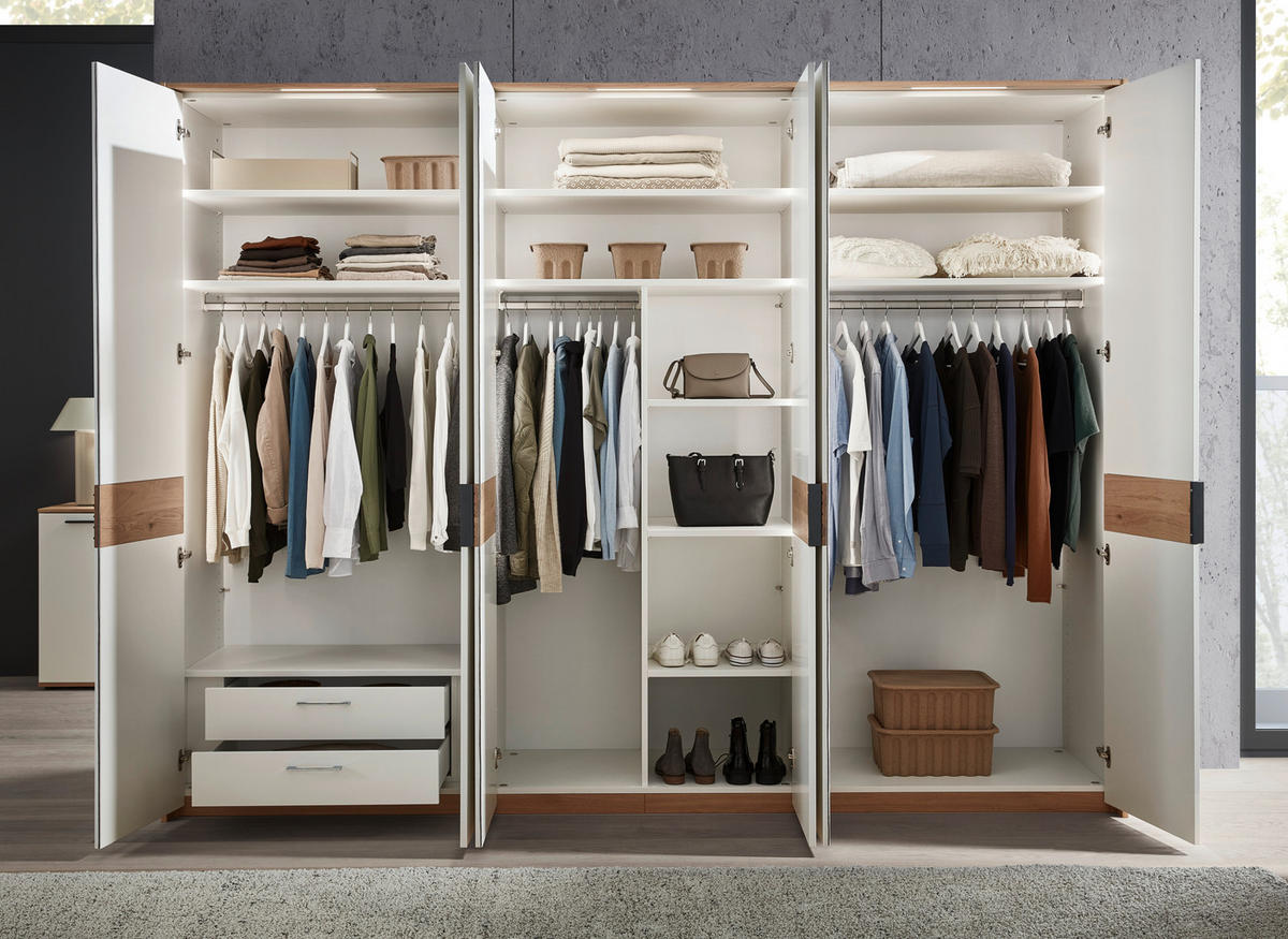 DREHTÜRENSCHRANK  in Weiß, Eichefarben  - Eichefarben/Anthrazit, KONVENTIONELL, Holz/Holzwerkstoff (300/230/60cm) - Dieter Knoll