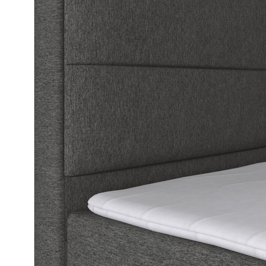 Thumbnail - Mid.you Boxspringbett, Anthrazit, Textil, Birke, Buche,Birke, Buche, Hartholz, H2, Höhe ca. 19 cm, 120x200 cm, Federkern...