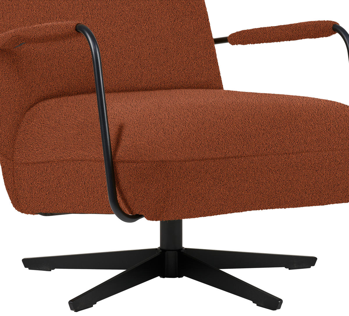 SESSEL in Flachgewebe, Bouclé Rostfarben  - Rostfarben/Schwarz, Design, Textil/Metall (71/103/91cm) - Koinor