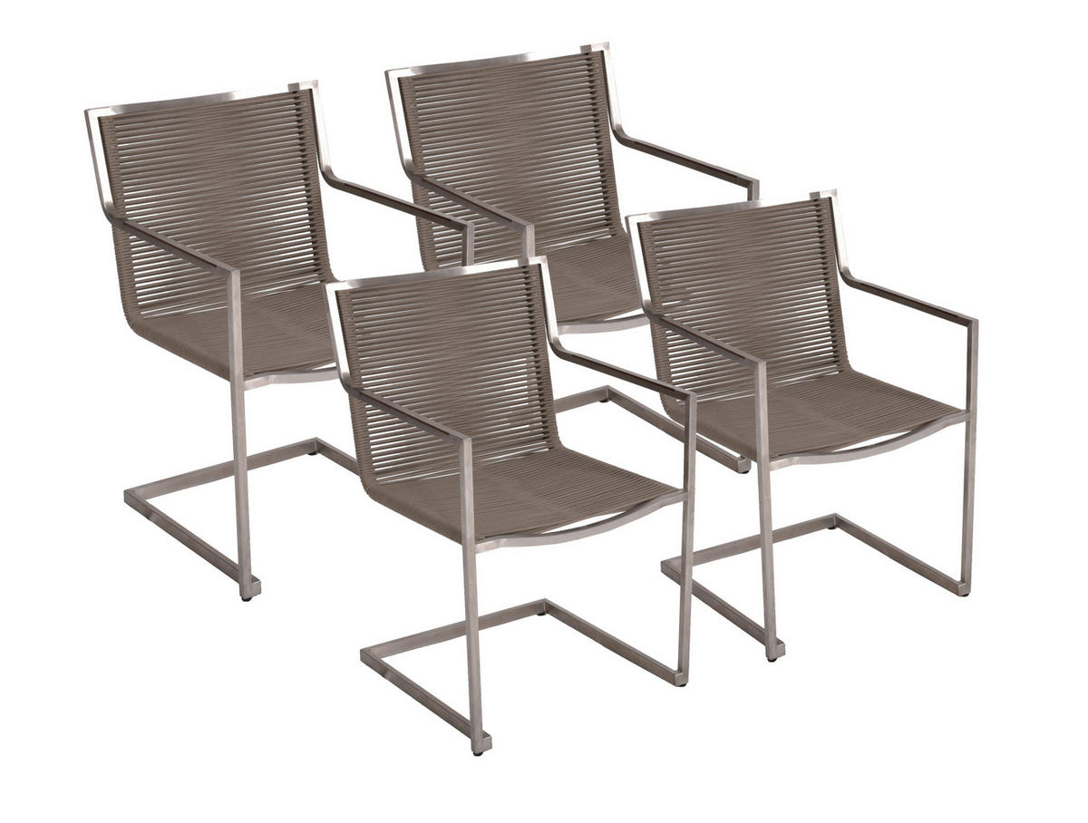 GARTENSTUHL Metall, Kunststoff Taupe  - Taupe/Silberfarben, Basics, Kunststoff/Metall (57/87/56cm) - Gardenson