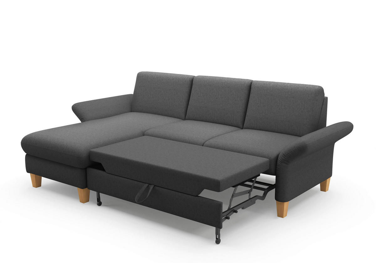 ECKSOFA ROCHELLE E Dunkelgrau Flachgewebe  - Eichefarben/Dunkelgrau, KONVENTIONELL, Holz/Textil (164/251cm) - Sit & More