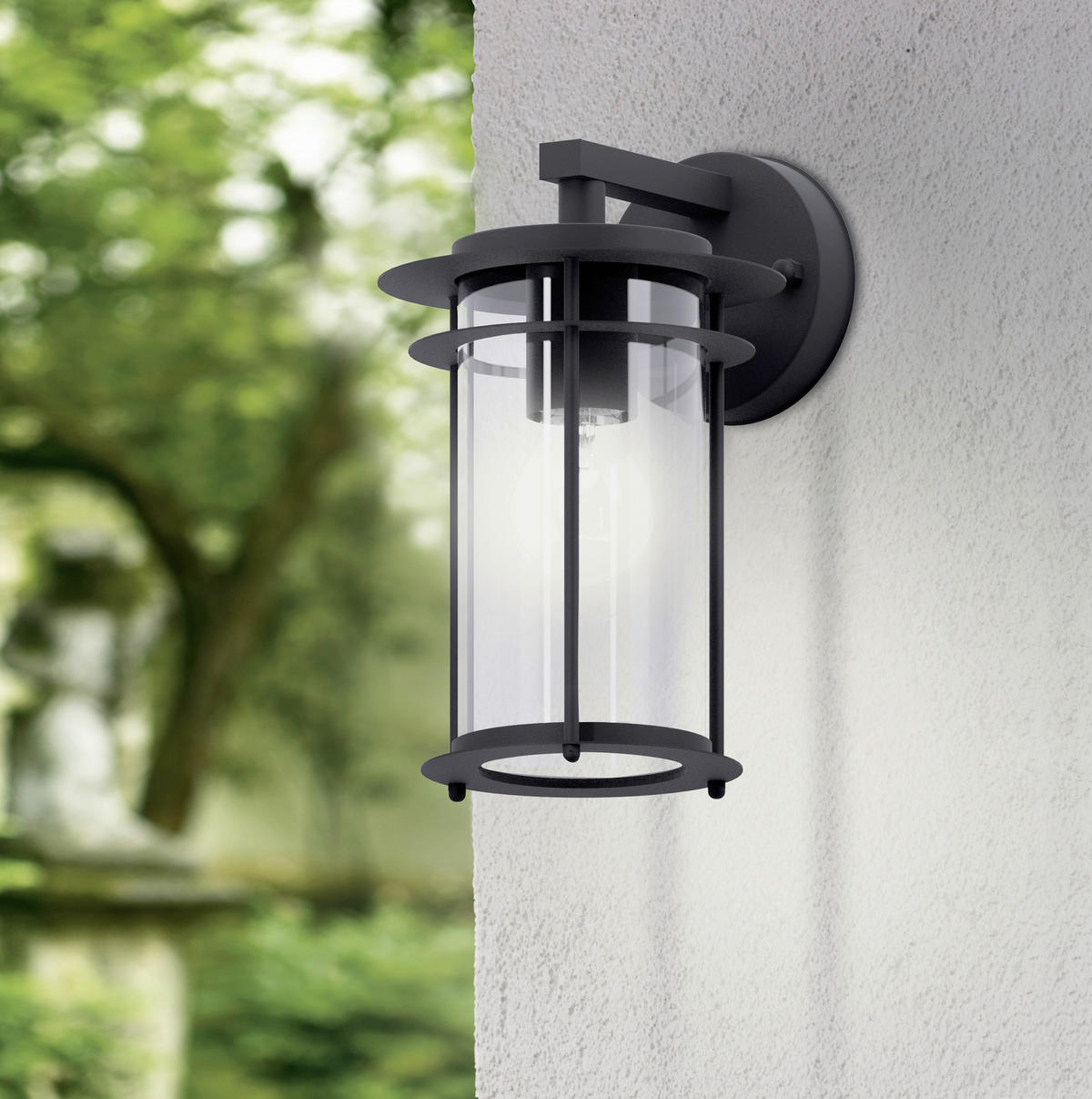 VONKAJŠIE NÁSTENNÉ SVIETIDLO,  16,5/27,5/20 cm - priehľadné/čierna, Konventionell, kov/sklo (16,5/27,5/20cm) - Eglo