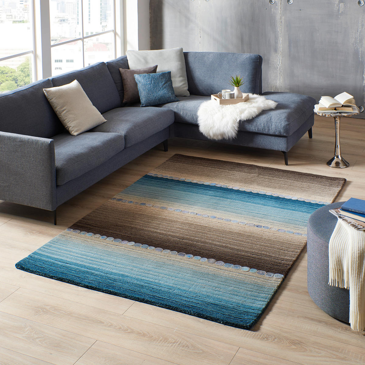 Covor Oriental  Twilight in Blue  - albastru/gri, Konventionell, textil (80/200cm) - Cazaris