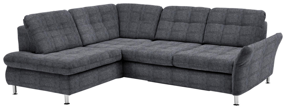 ECKSOFA in Webstoff Anthrazit  - Chromfarben/Anthrazit, Konventionell, Textil/Metall (210/242cm) - Beldomo Style