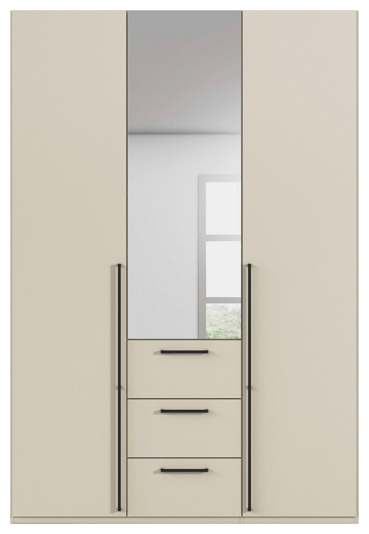 DREHTÜRENSCHRANK 151/223/61 cm,  in Champagner, 3-türig  - Chromfarben/Champagner, Basics, Glas/Holzwerkstoff (151/223/61cm) - Novel