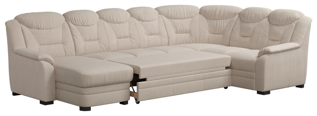 WOHNLANDSCHAFT in Chenille Beige  - Beige/Schwarz, Basics, Kunststoff/Textil (162/330/211cm) - MID.YOU