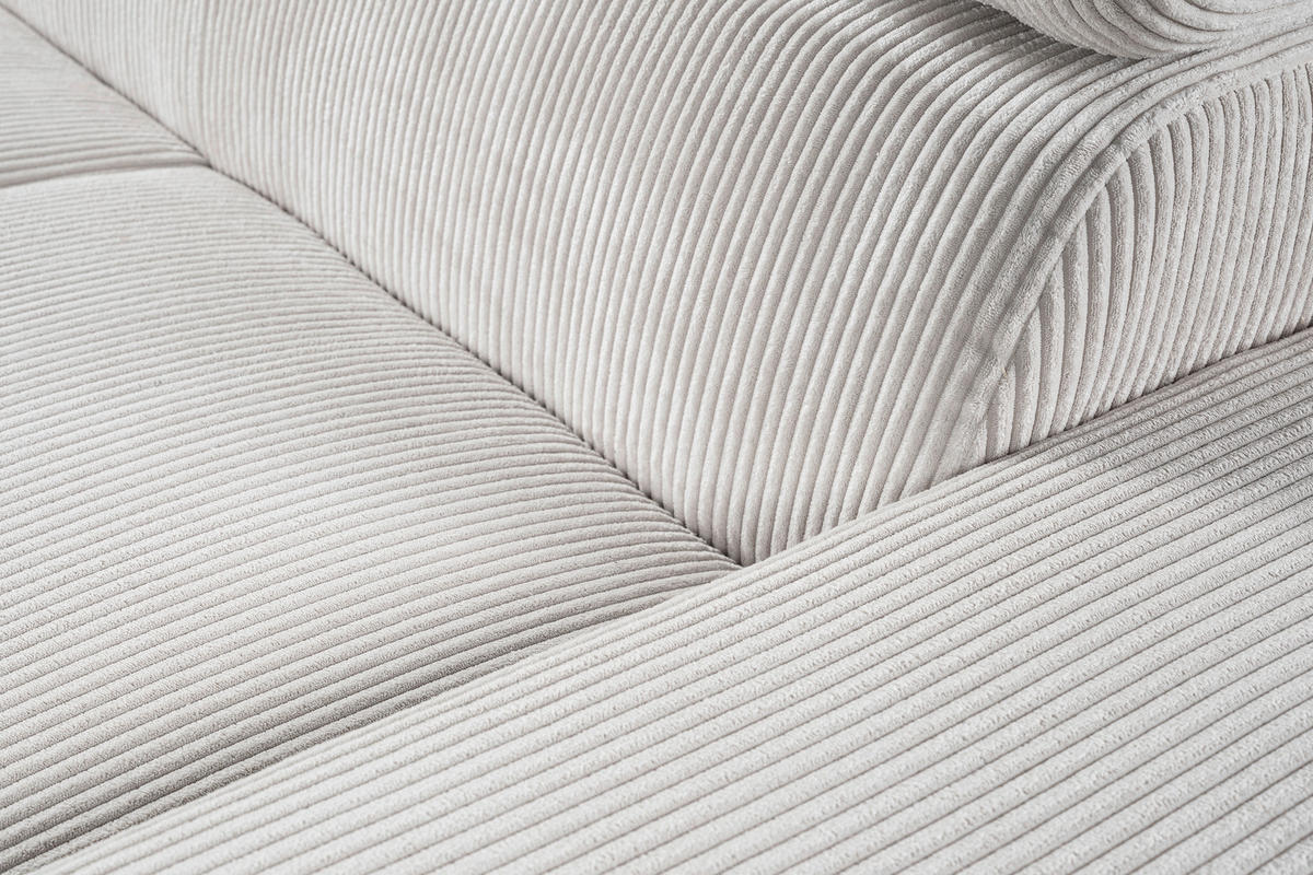 ECKSOFA LARS Creme Cord  - Chromfarben/Creme, Basics, Kunststoff/Textil (189/268cm) - Livetastic