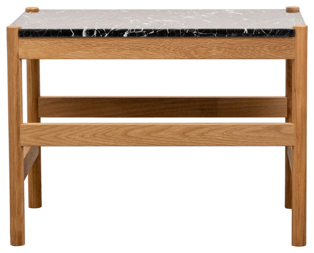 COUCHTISCH Eiche massiv Schwarz  - Schwarz/Naturfarben, MODERN, Holz/Stein (60/42/40cm) - MID.YOU