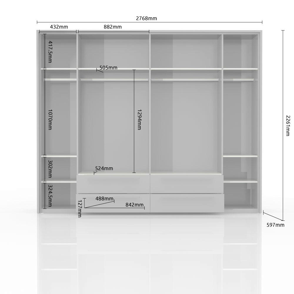 ORMAR SA KLASIČNIM VRATIMA bela, bela visoki sjaj  277/226/60 cm  - bela visoki sjaj/bela, Dizajnerski, pločasti materijal/plastika (277/226/60cm)