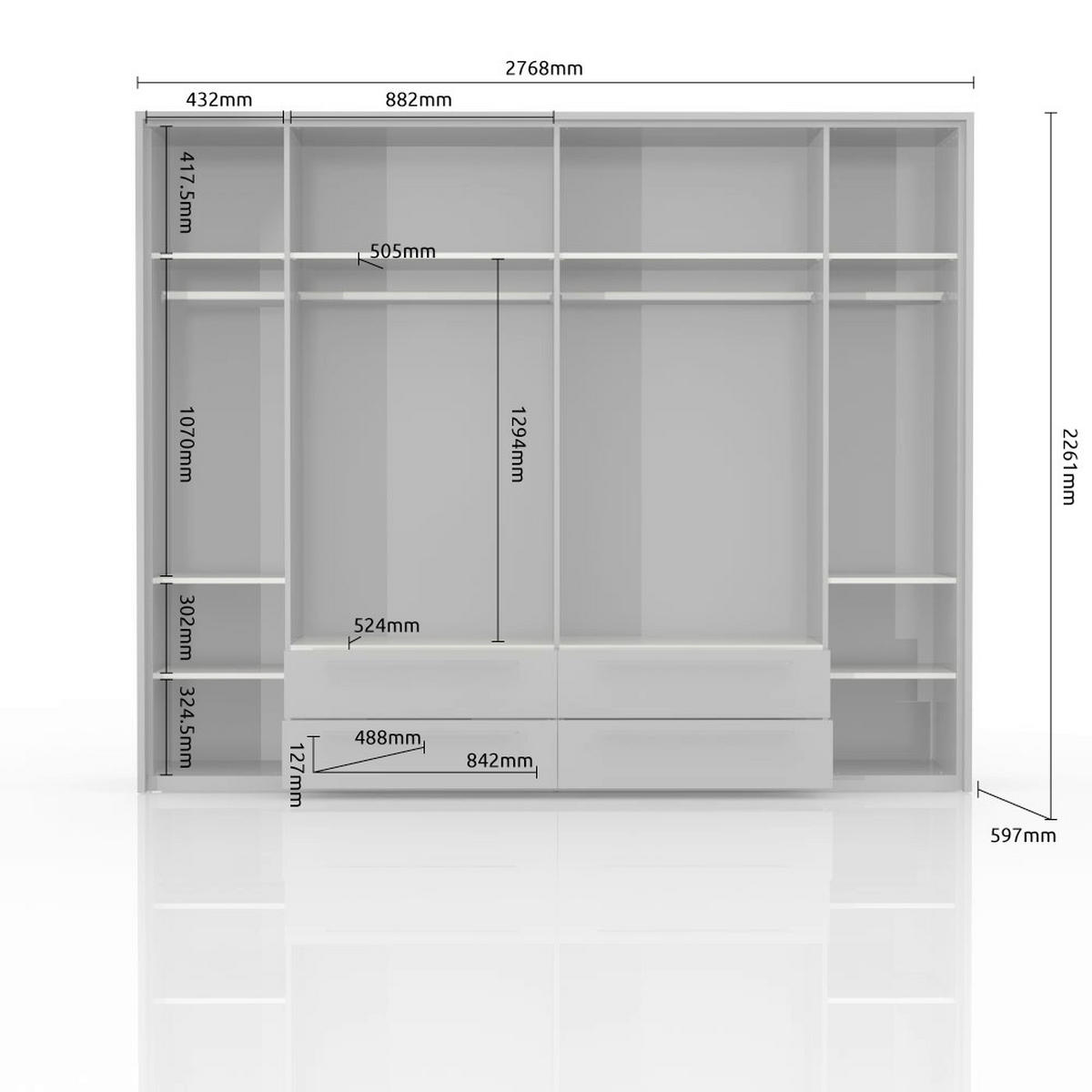 ORMAR SA KLASIČNIM VRATIMA bela, bela visoki sjaj  277/226/60 cm  - bela visoki sjaj/bela, Dizajnerski, pločasti materijal/plastika (277/226/60cm)