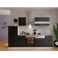 KÜCHENBLOCK 280 cm   Schwarz  - Weiss/Edelstahlfarben, Basics, Holzwerkstoff/Metall (280cm) - Respekta