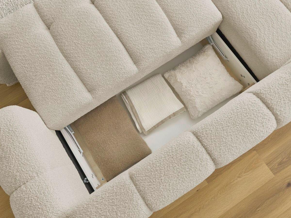 ECKSCHLAFSOFA FUJI Bouclé Beige  inkl.  - Beige/Schwarz, MODERN, Kunststoff/Textil (160/292cm)