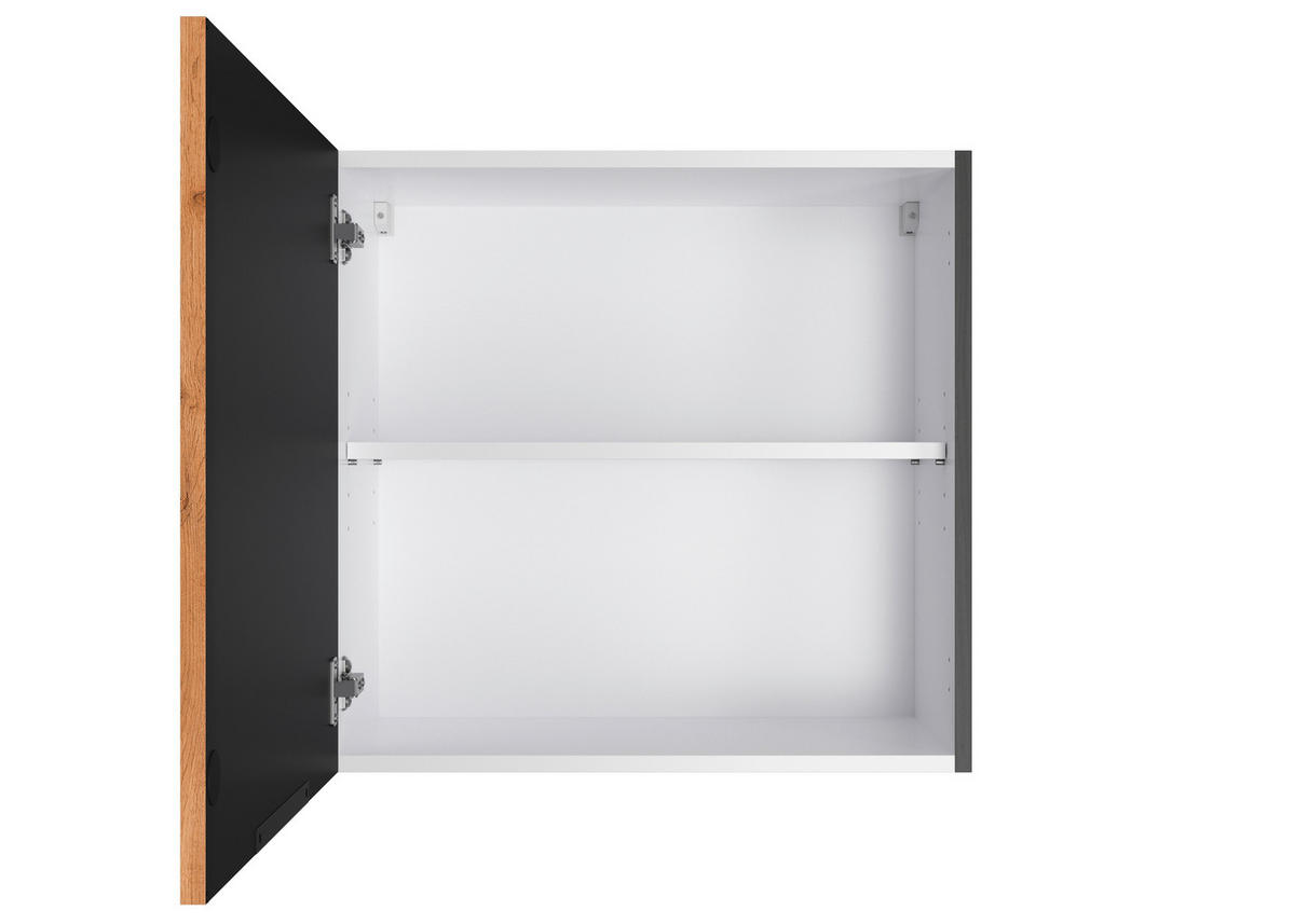 KÜCHENOBERSCHRANK 60/57/34 cm  in Graphitfarben, Eiche Wotan  - Eiche Wotan/Schwarz, Basics, Holzwerkstoff/Metall (60/57/34cm) - Held