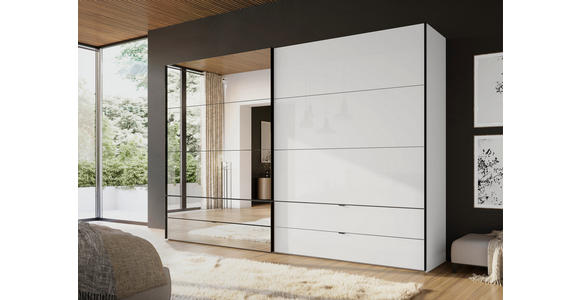 SCHWEBETÜRENSCHRANK 252/222/68 cm 2-türig Weiß  - Schwarz/Weiß, Design, Glas/Holzwerkstoff (252/222/68cm) - Dieter Knoll