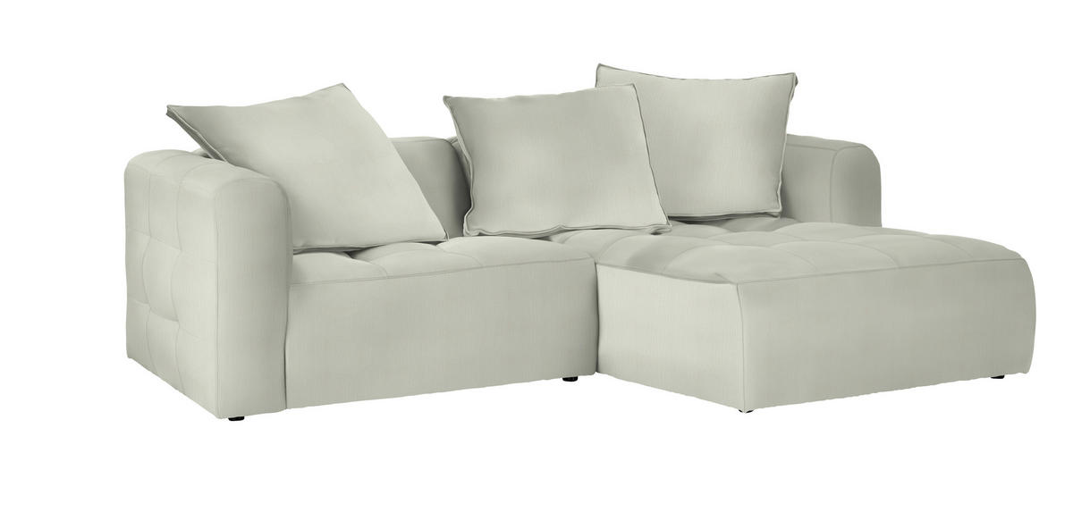 ECKSOFA in Chenille Weiss  - Weiss/Schwarz, Lifestyle, Kunststoff/Textil (240/173cm) - Stylife