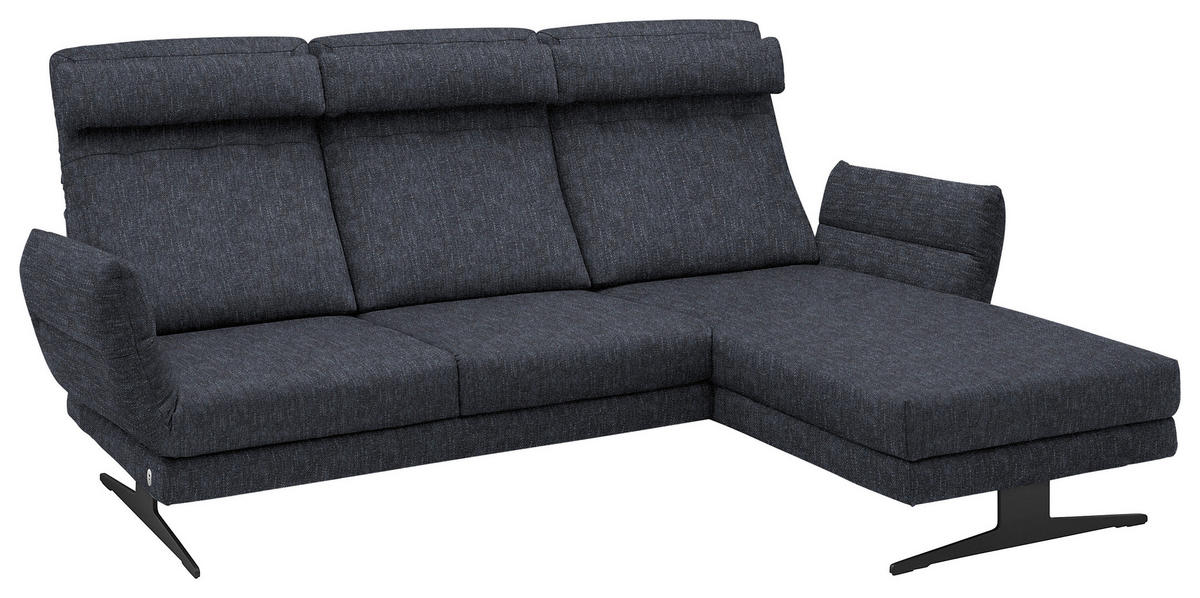 ECKSOFA in Flachgewebe Grau  279-327/176-217 cm  - Schwarz/Grau, Design, Textil/Metall (279-327/176-217cm) - Dieter Knoll
