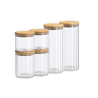VORRATSGLÄSERSET 6-teilig  - Transparent/Naturfarben, Basics, Glas/Holz (27,5/27,5/28cm) - Zeller Present