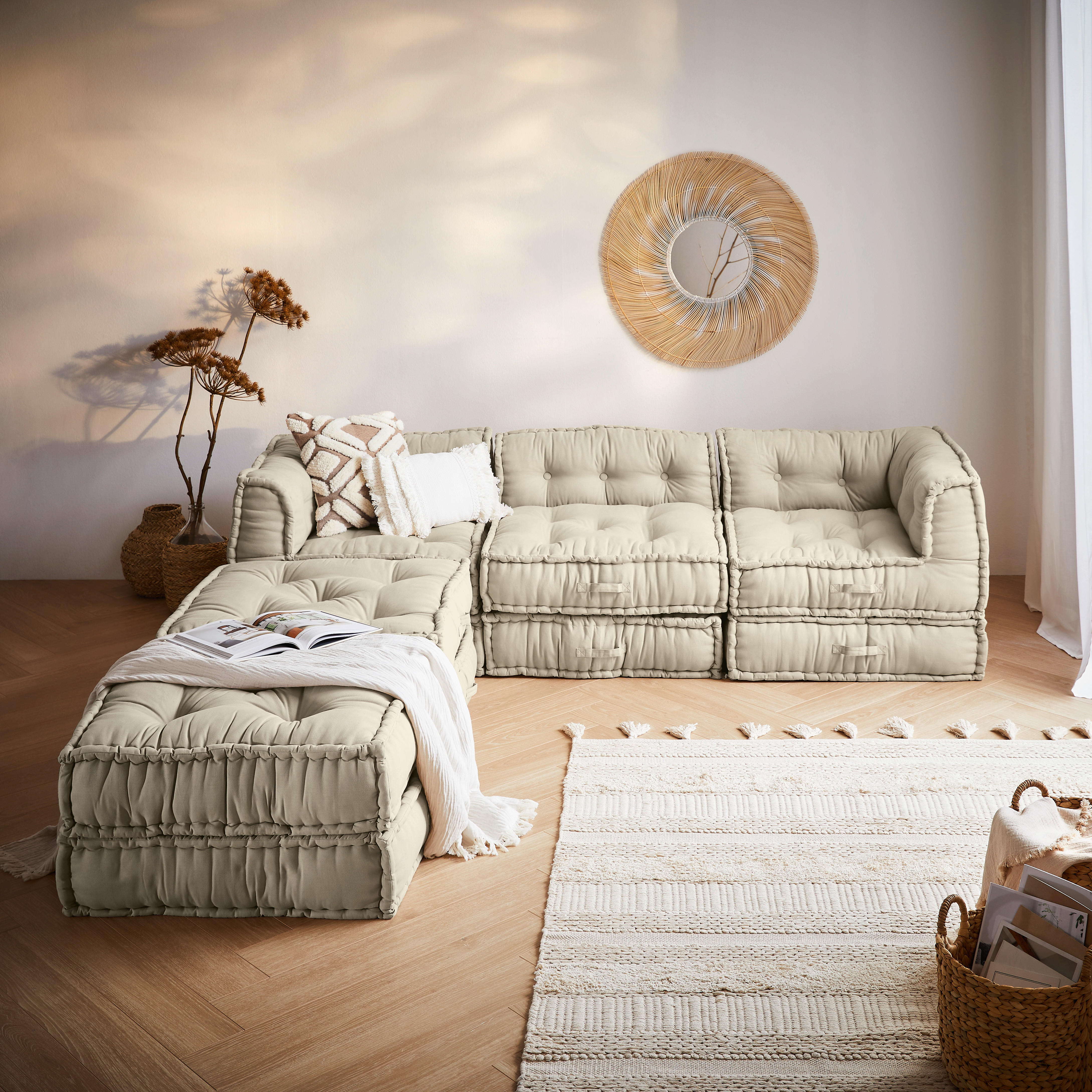 SOFAELEMENT Webstoff Sandfarben  - Sandfarben, Trend, Textil (80/43/80cm) - P & B