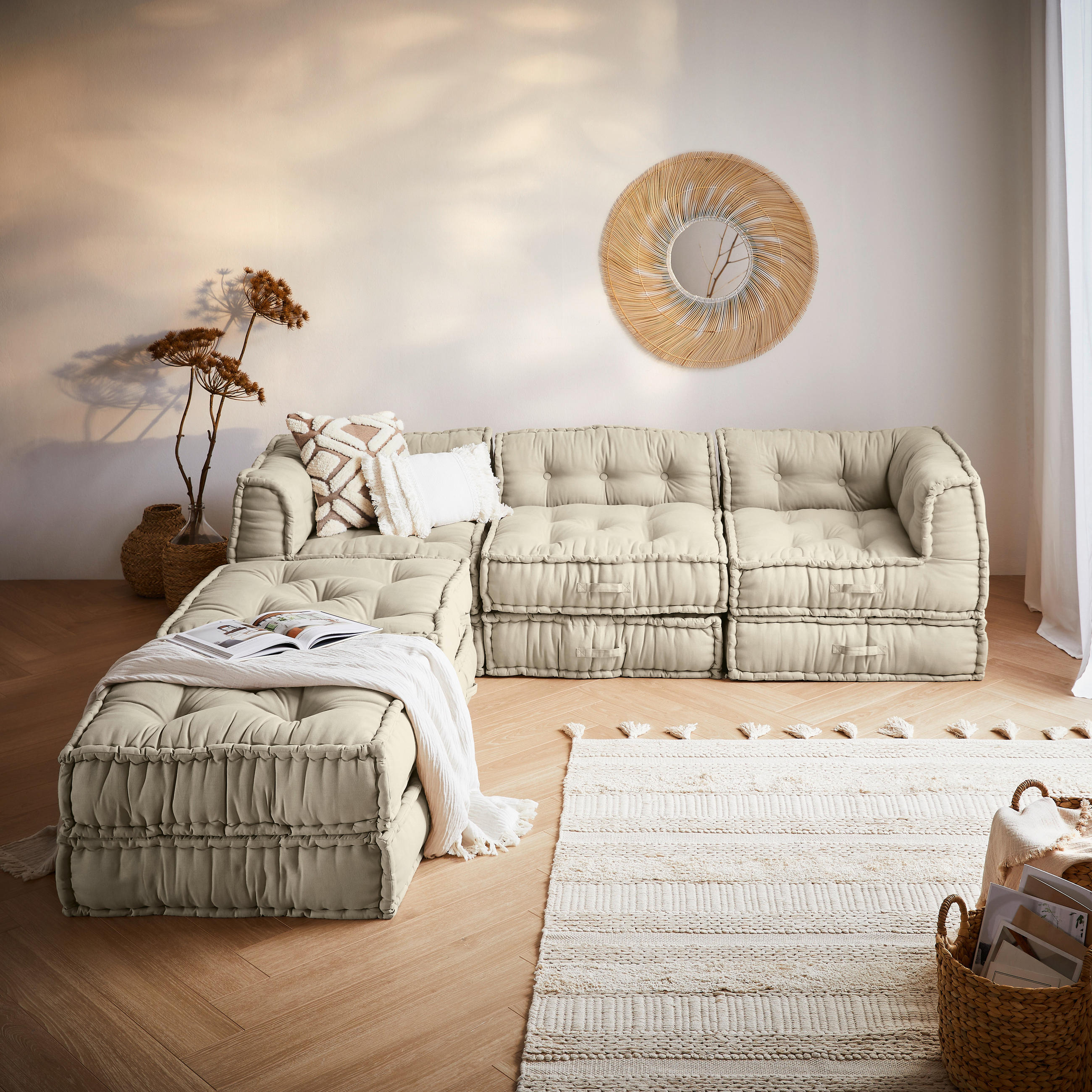 SOFAELEMENT Webstoff Sandfarben - Sandfarben, Trend, Textil (80/43/80cm) - P & B