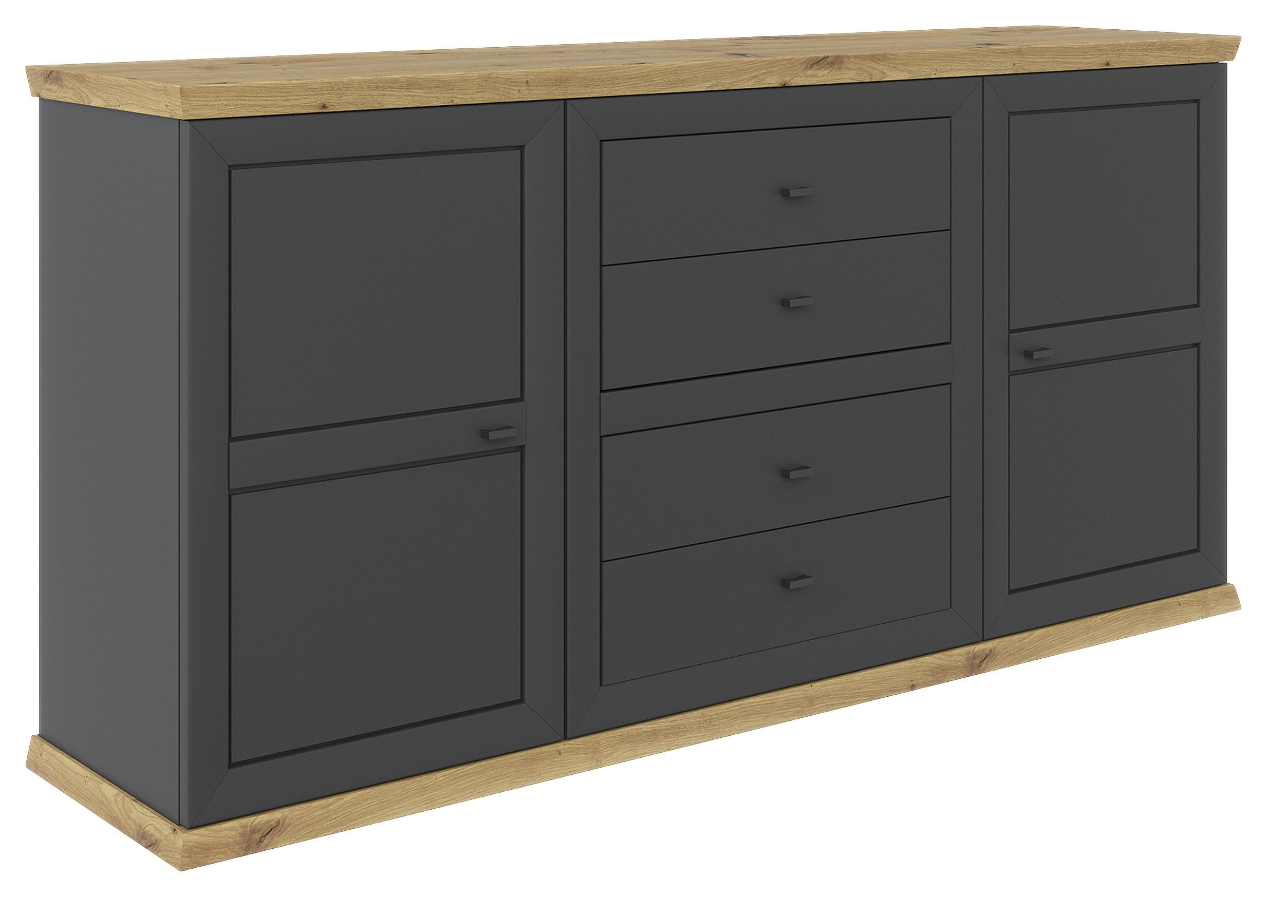KOMMODE Eiche Artisan - Eichefarben/Anthrazit, Design, Holzwerkstoff/Metall (180,2/89,3/42,8cm) - Hom`in