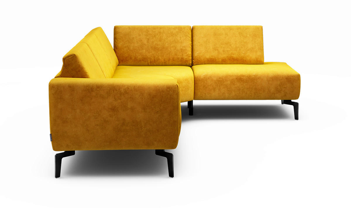 ECKSOFA Cosy Gelb Samt  - Gelb/Schwarz, Design, Textil/Metall (256/193cm) - SENSOO