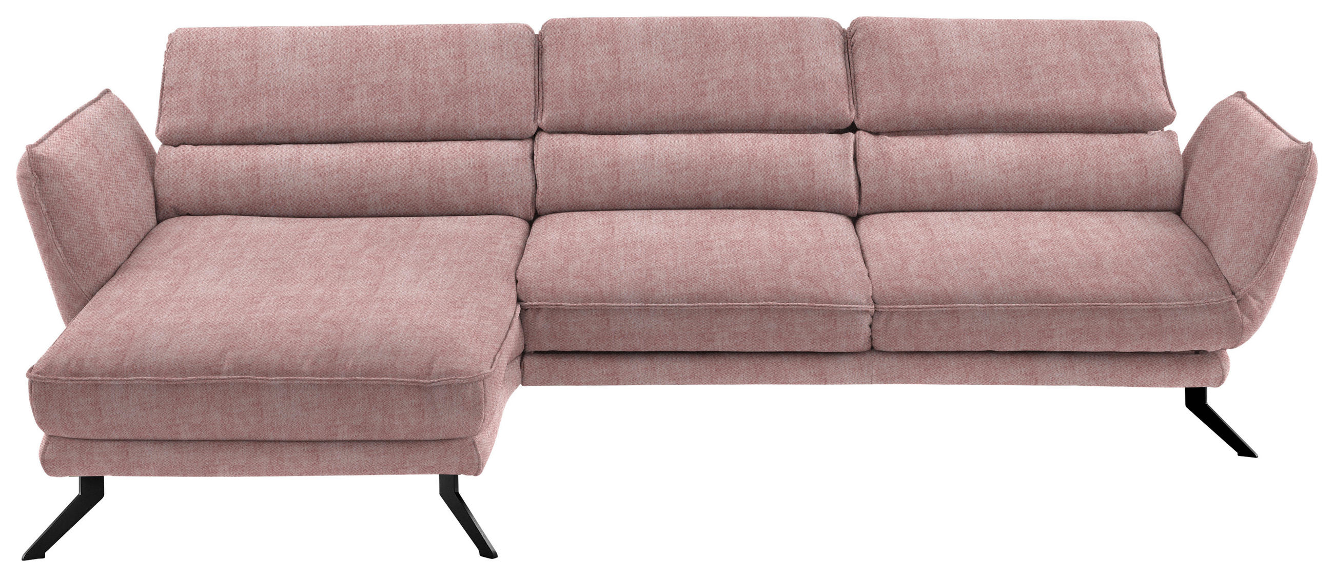 ECKSOFA in Velours Altrosa  - Schwarz/Altrosa, Design, Textil/Metall (153/283cm) - Valdera