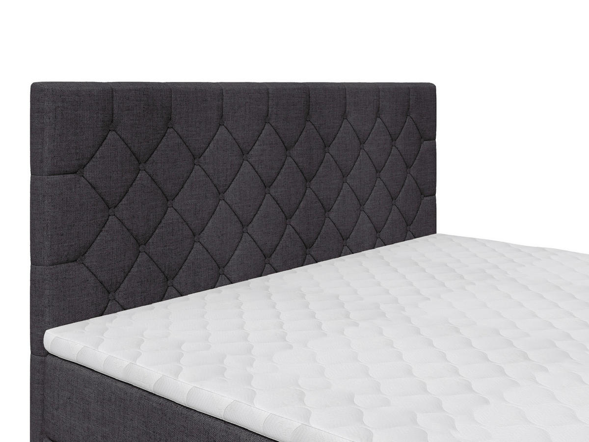 BOXSPRINGBETT 200/200 cm,  in Schwarz, Matratze, Topper, H2 + H2 = mittel  - Schwarz, KONVENTIONELL, Textil/Metall (200/200cm) - Chameo