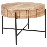 SOFFBORD i trä, metall 70/70/50 cm  - svart/akaciefärgad, Basics, metall/trä (70/70/50cm) - Carryhome