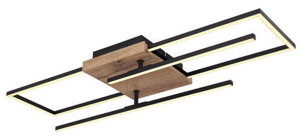 LED-DECKENLEUCHTE 24 W    80/20/11,5 cm  - Dunkelbraun/Opal, Design, Holzwerkstoff/Kunststoff (80/20/11,5cm) - Globo