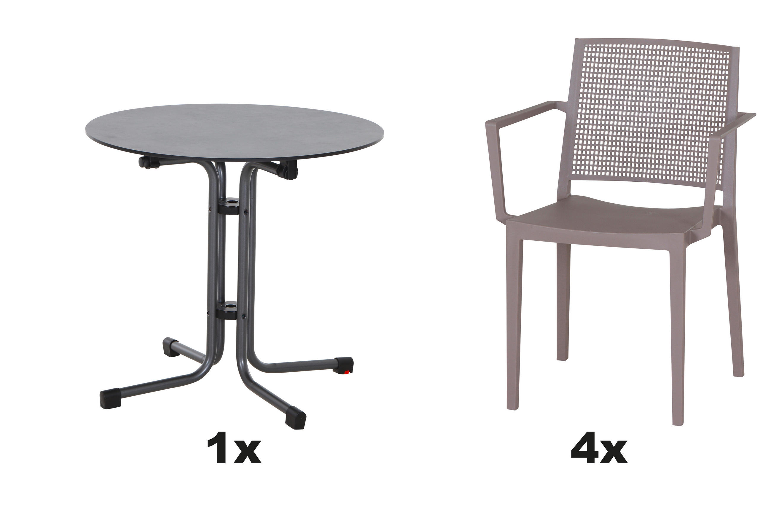 GARTENGARNITUR 5-teilig  - Taupe, Basics, Holzwerkstoff/Kunststoff (80/80/80cm) - Siena Garden